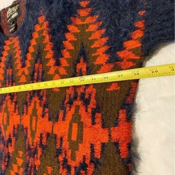 Powder River Outfitters Soft Fuzzy Southwestern Aztec Fringe Longline Sweater - Picture 6 of 13